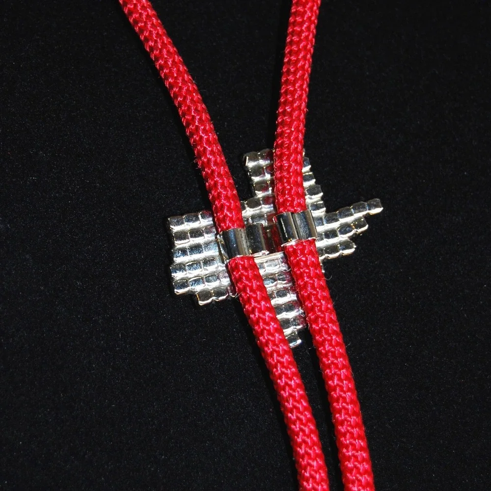 Texas Bolo Tie Vintage Red‎ Cord Rhinestone Texas Pendant Western accessory